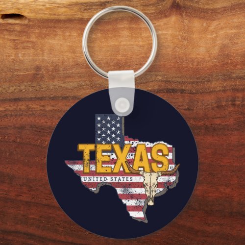 Texas State United States Retro Map Vintage USA Keychain