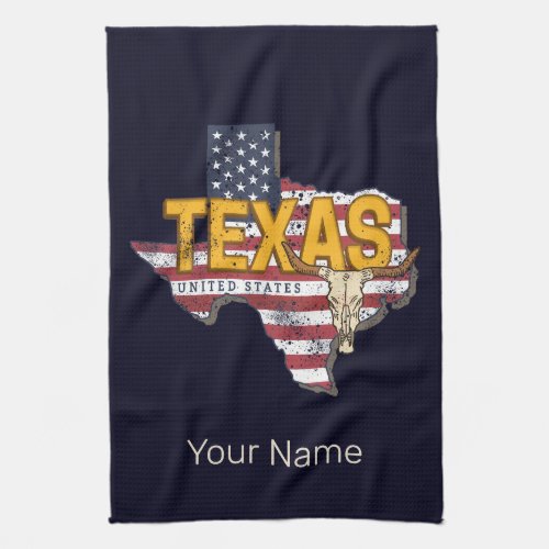 Texas State United States Retro Map Vintage USA Kitchen Towel