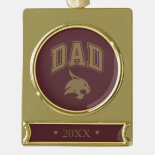 Texas State University Dad Gold Plated Banner Ornament