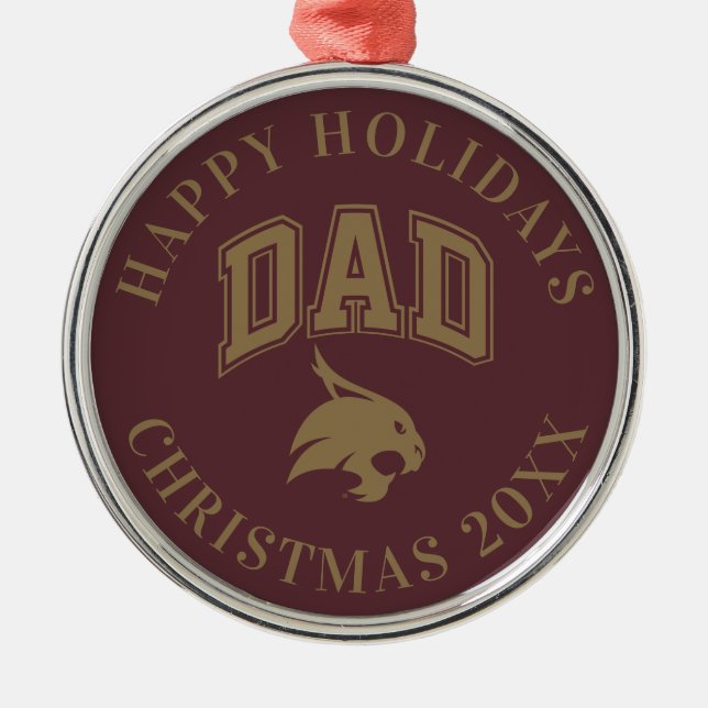 Texas State University Dad Metal Ornament (Front)