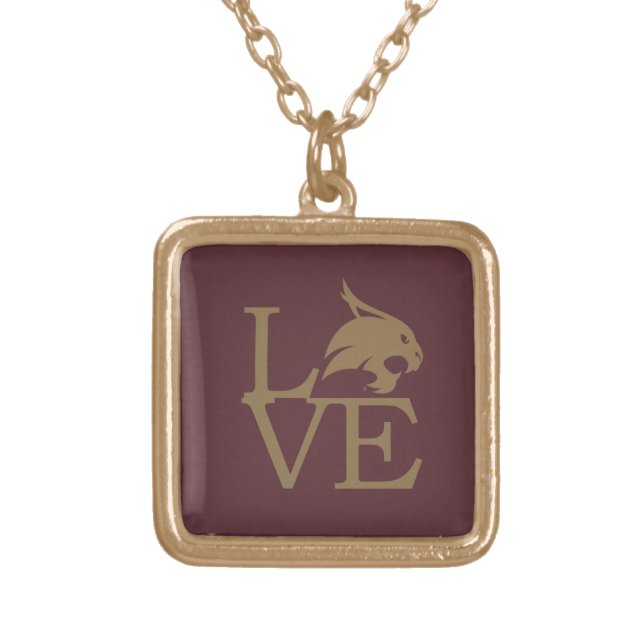 Texas State University Love Gold Plated Necklace (Front)