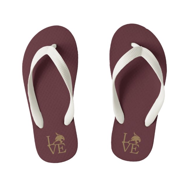 Texas State University Love Kid's Flip Flops (Footbed)
