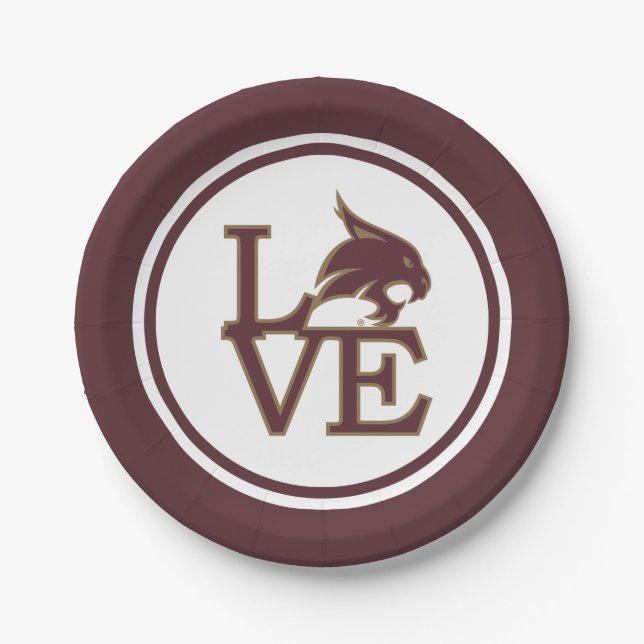 Texas State University Love Paper Plates (Front)