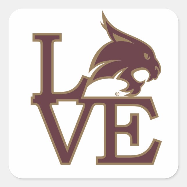 Texas State University Love Square Sticker (Front)