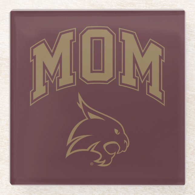Texas State University Mom Glass Coaster (Front)
