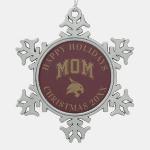 Texas State University Mom Snowflake Pewter Christmas Ornament