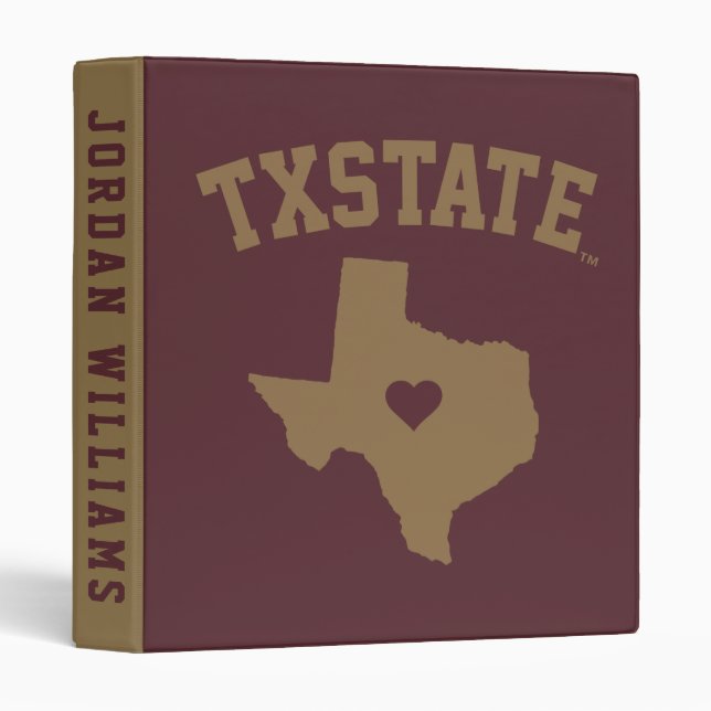Texas State University State Love 3 Ring Binder (Front/Spine)