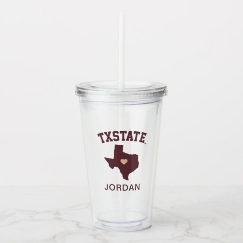 Texas State University State Love Acrylic Tumbler