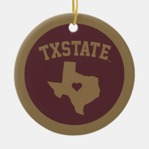 Texas State University State Love Ceramic Ornament