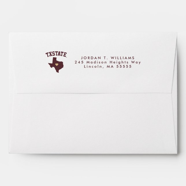 Texas State University State Love Envelope (Back (Top Flap))