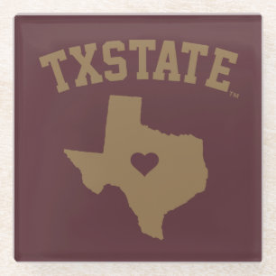 Texas State University State Love Glass Coaster