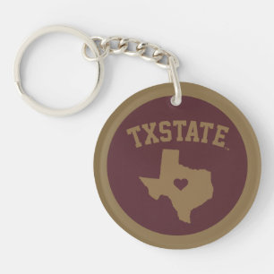 Texas State University State Love Keychain