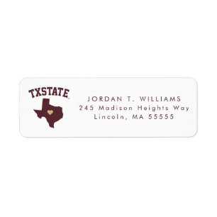 Texas State University State Love Label