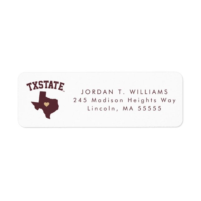 Texas State University State Love Label (Front)