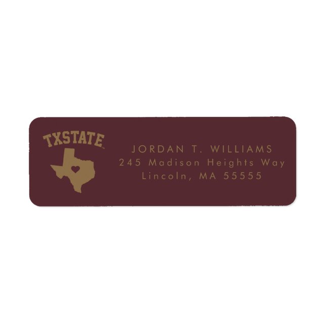Texas State University State Love Label (Front)