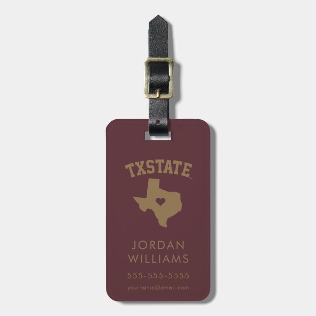 Texas State University State Love Luggage Tag (Front Vertical)