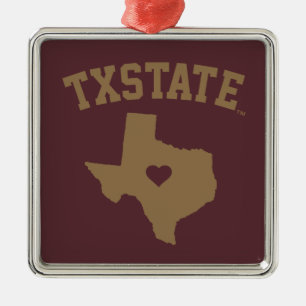 Texas State University State Love Metal Ornament