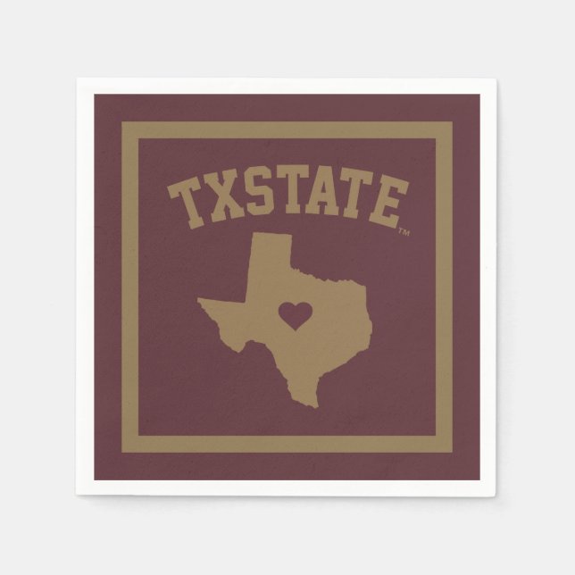 Texas State University State Love Napkins (Front)