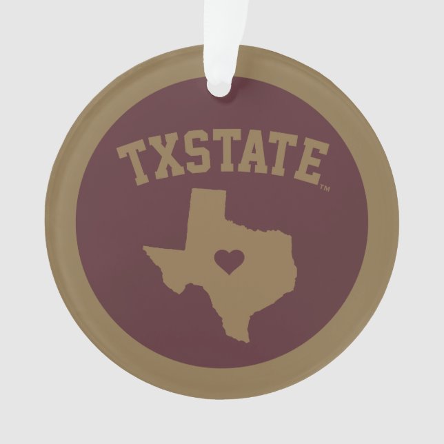 Texas State University State Love Ornament (Front)