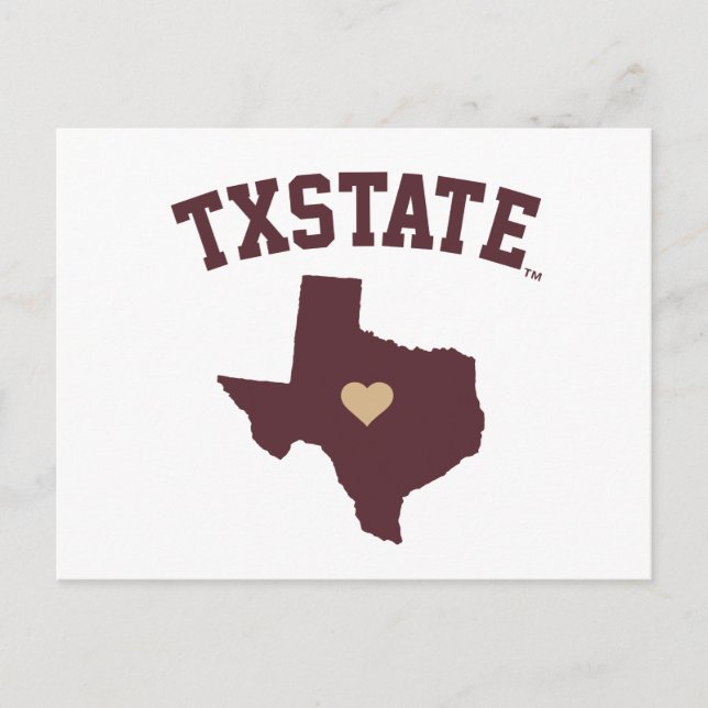 Texas State University State Love Postcard (Front)