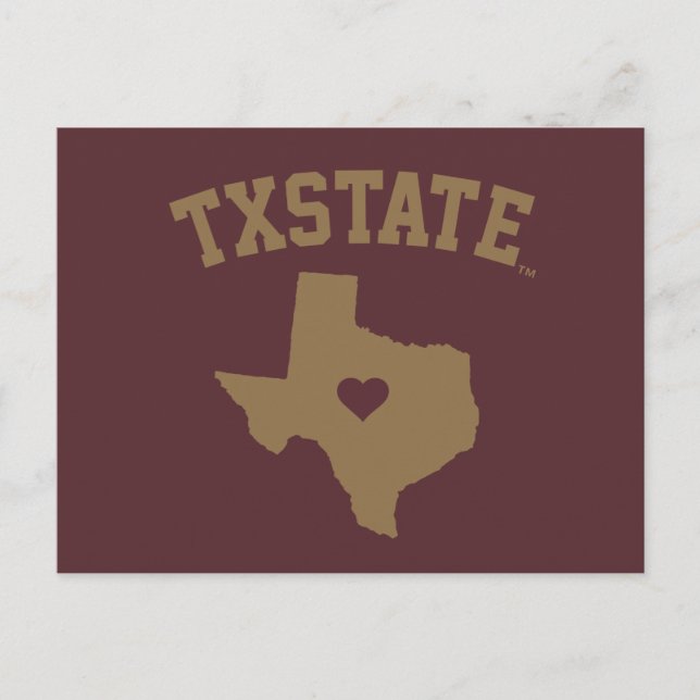 Texas State University State Love Postcard (Front)