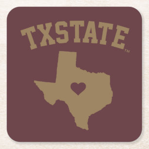 Texas State University State Love Square Paper Coaster