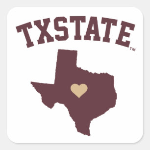 Texas State University State Love Square Sticker