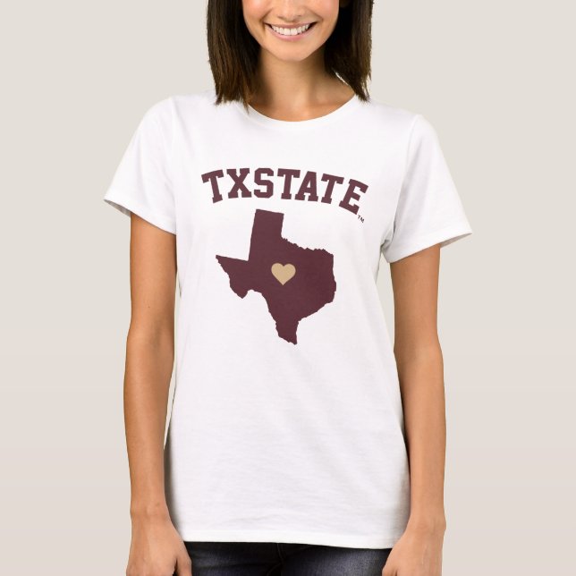 Texas State University State Love T-Shirt (Front)