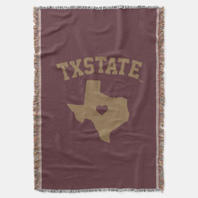 Texas State University State Love Throw Blanket (Front Vertical)