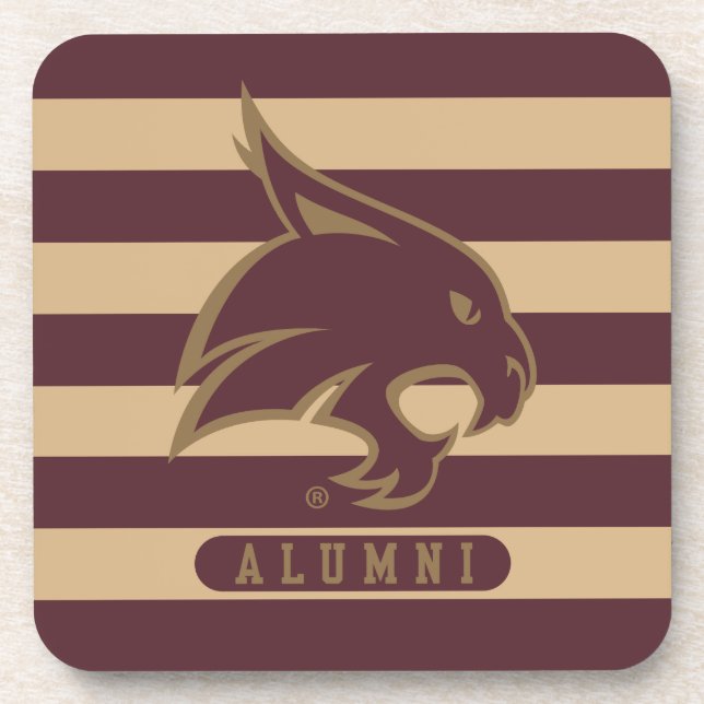 Texas State University Supercat Alumni Stripes Beverage Coaster (Front)