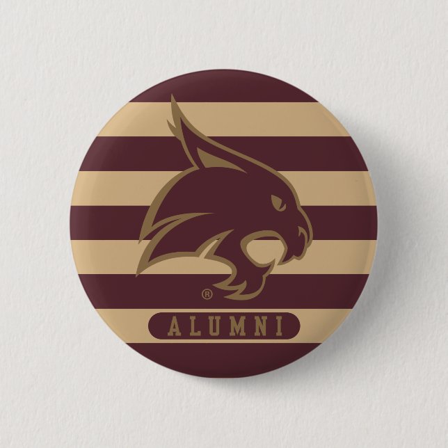 Texas State University Supercat Alumni Stripes Button (Front)