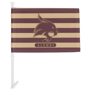 Texas State University Supercat Alumni Stripes Car Flag