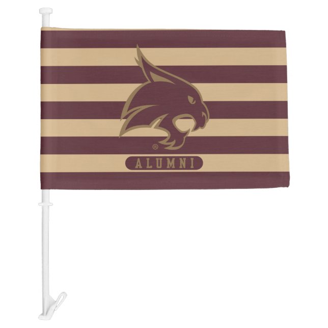 Texas State University Supercat Alumni Stripes Car Flag (Front)