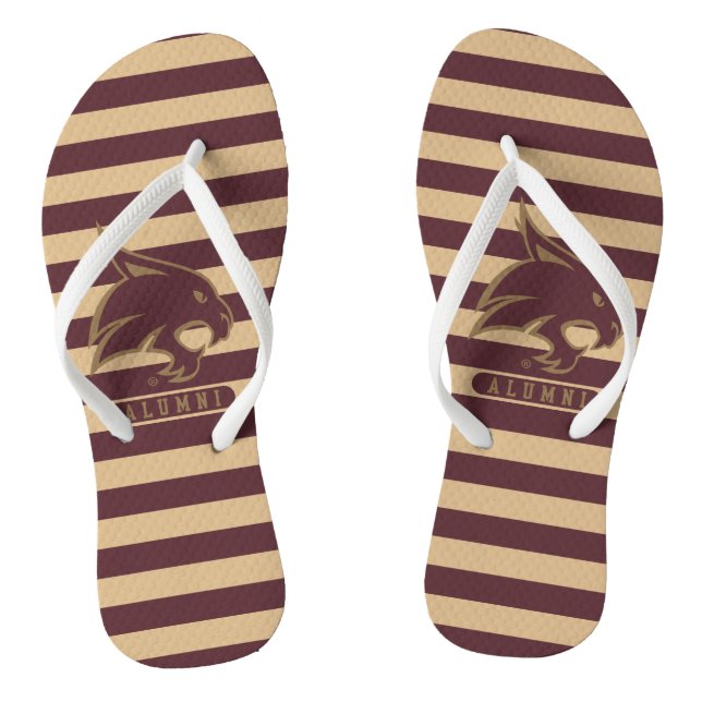 Texas State University Supercat Alumni Stripes Flip Flops (Footbed)