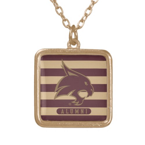Texas State University Supercat Alumni Stripes Gold Plated Necklace