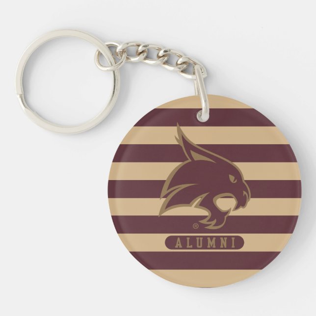 Texas State University Supercat Alumni Stripes Keychain (Front)