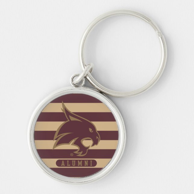 Texas State University Supercat Alumni Stripes Keychain (Front)