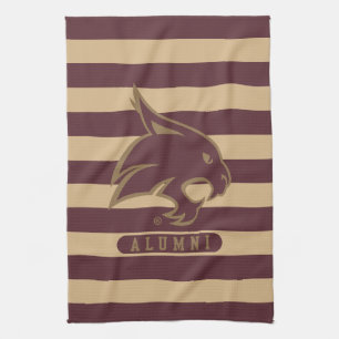 Texas State University Supercat Alumni Stripes Kitchen Towel