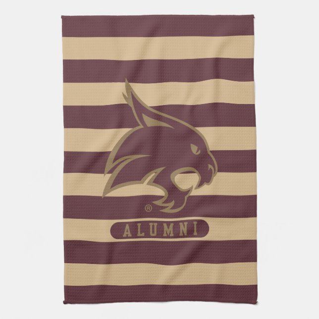 Texas State University Supercat Alumni Stripes Kitchen Towel (Vertical)
