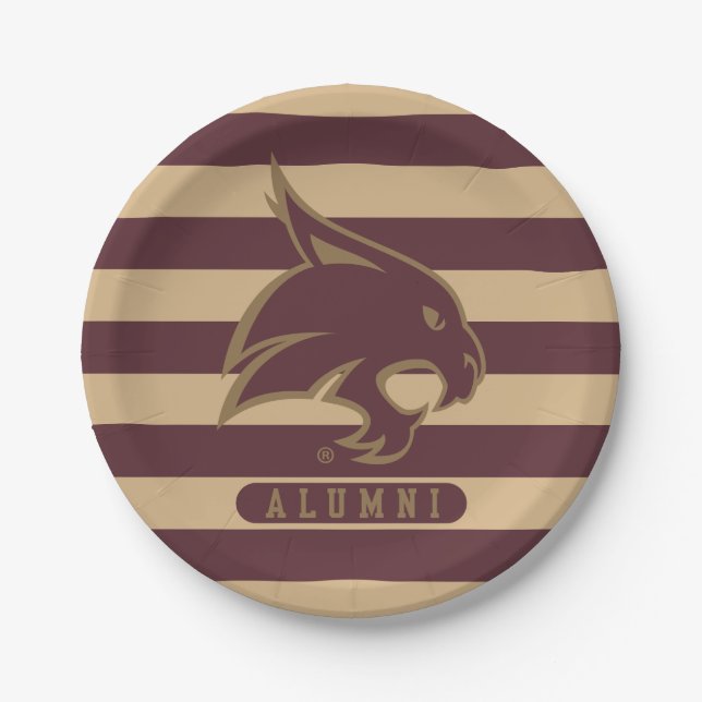 Texas State University Supercat Alumni Stripes Paper Plates (Front)