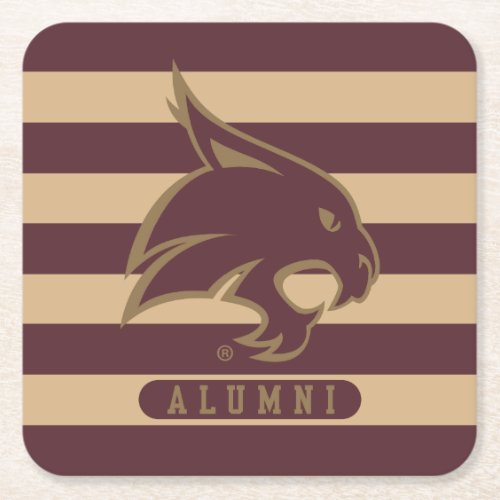 Texas State University Supercat Alumni Stripes Square Paper Coaster