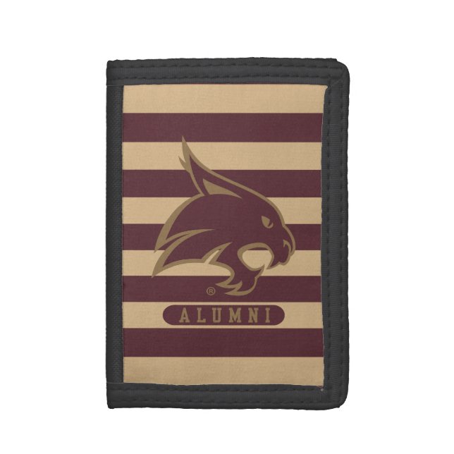 Texas State University Supercat Alumni Stripes Trifold Wallet (Front Vertical)