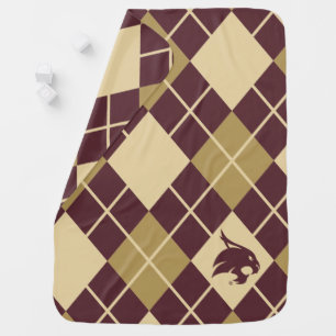 Texas State University Supercat Argyle Pattern Baby Blanket