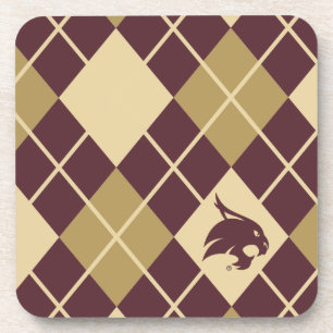 Texas State University Supercat Argyle Pattern Beverage Coaster