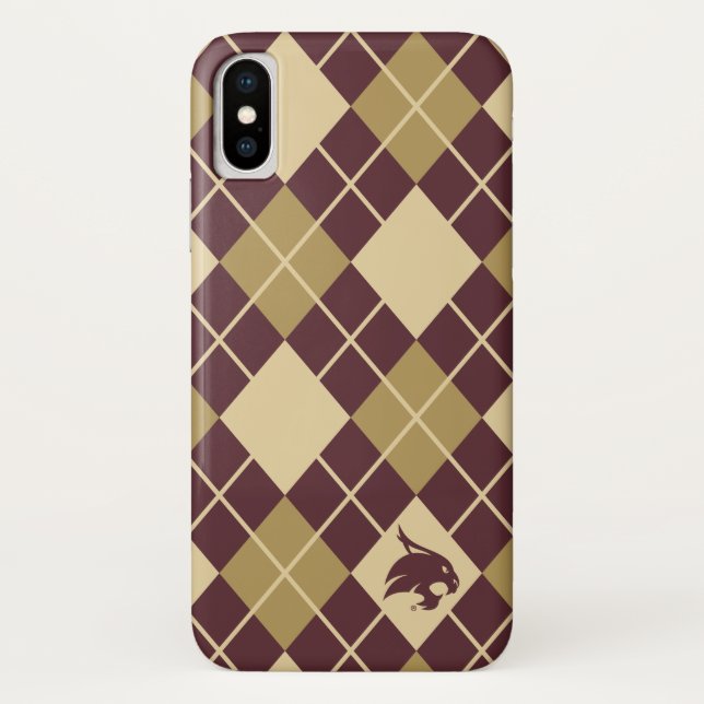Texas State University Supercat Argyle Pattern Case-Mate iPhone Case (Back)