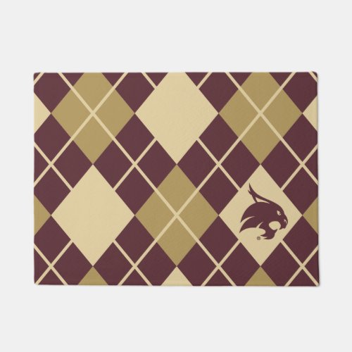 Texas State University Supercat Argyle Pattern Doormat