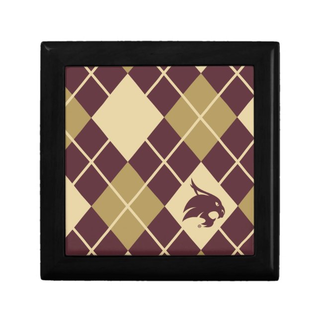 Texas State University Supercat Argyle Pattern Gift Box (Front)