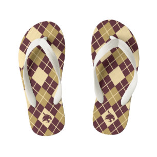Texas State University Supercat Argyle Pattern Kid's Flip Flops