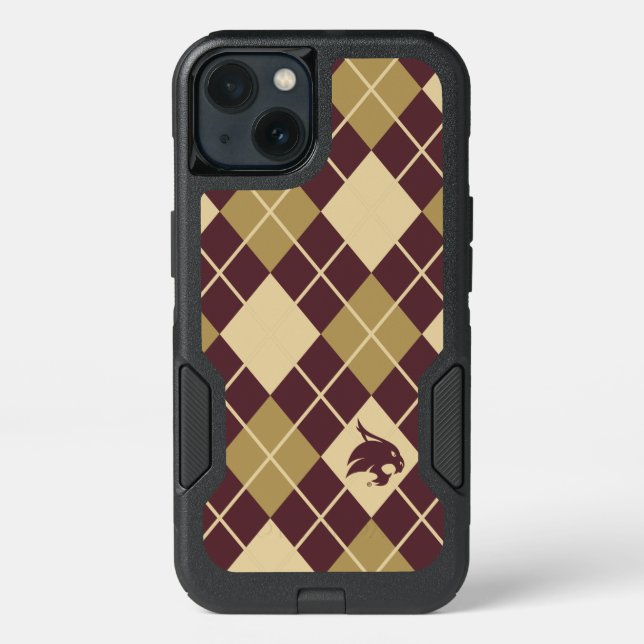 Texas State University Supercat Argyle Pattern Otterbox iPhone Case (Back)
