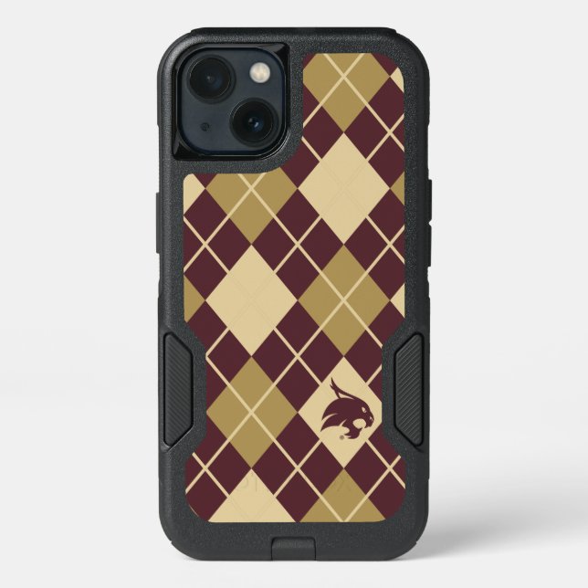 Texas State University Supercat Argyle Pattern Otterbox iPhone Case (Back)